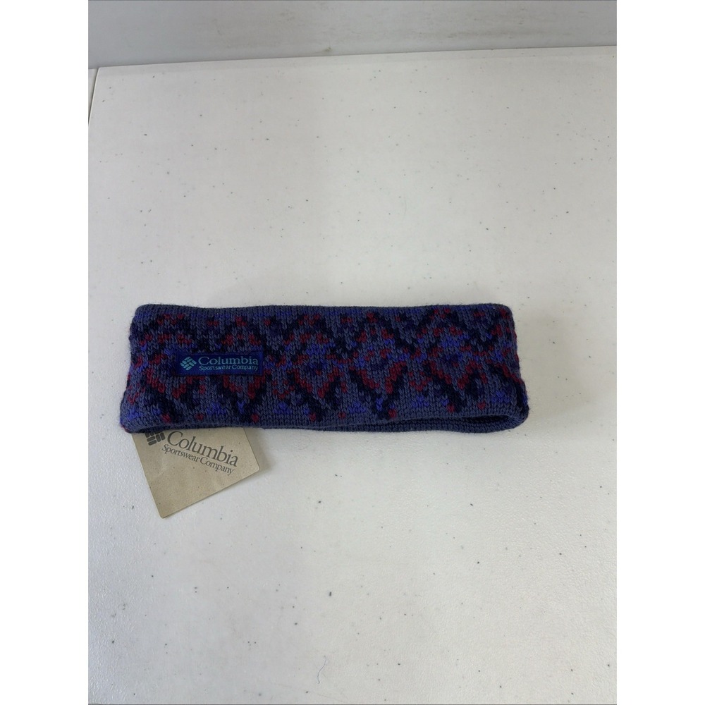 New Old Stock Columbia Chugach II Headband Purple Wool Aztec Geometric